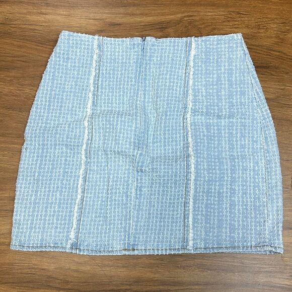 Lelis Tweed Sky Blue Mini Pencil Skirt Sz XS - Picture 2 of 5